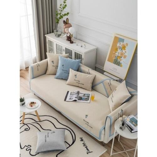 Summer Soft Ice Silk Sofa Cover Universal Anti-Slip Corner Sofa Mat Towel Slipcovers Cushion For Living Room