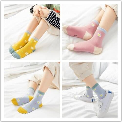 Four Season Children Cute Socks 5 Pairs/lot Flower Breathable Sport Socks For Kids Knitting Warm Baby Girls Clothes Boys Socks