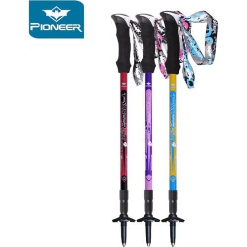 2Pcs/lot Pioneer Carbon Fiber Nordic Walking Sticks Telescopic Hiking Poles Ultralight Climbing Walking Canes Trekking Sticks