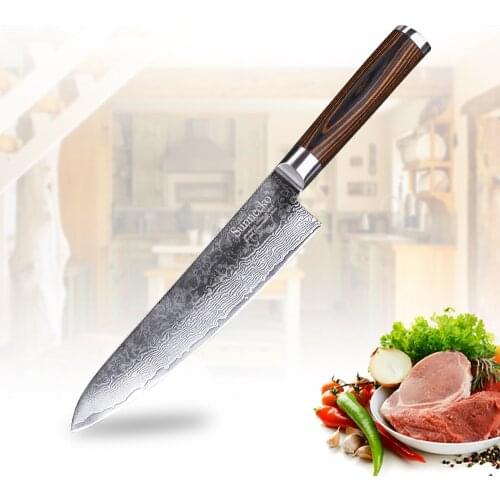 SUNNECKO 8" inch Professional Chef Kitchen Knife Top Quality Cooking Tools Japanese VG10 Damascus Steel Blade Color Wood Handle