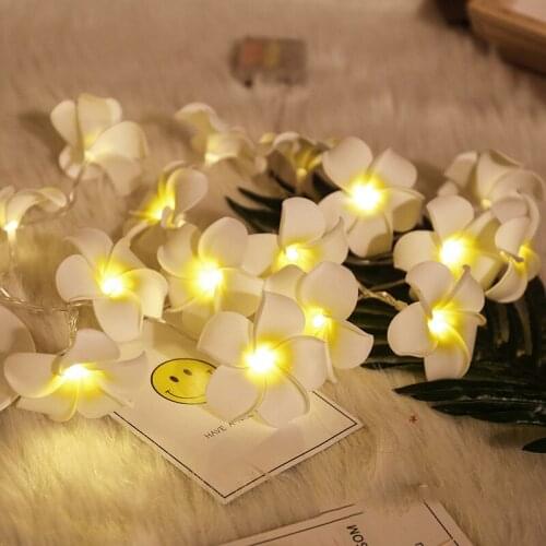 Flowers Frangipani LED String Light Hawaiian Foam Artificial Plumeria Flower Fairy Starry Lights for Wedding Valentines Day