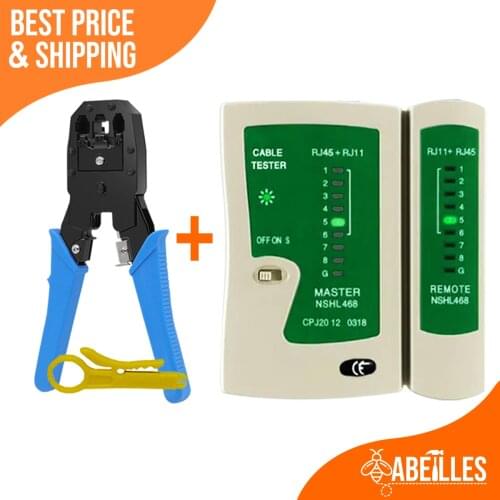Network Cable Tester +Network RJ45 RJ11 RJ12 Crimping Tool Cable Cutter Plier Stripper