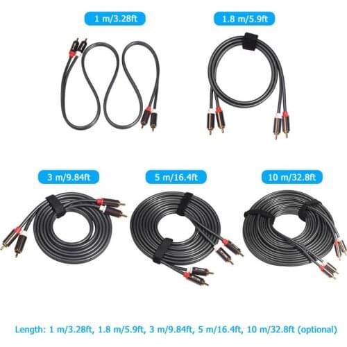 2RCA Male to 2RCA Male Audio AUX Stereo AV Extension Cable Gold Plated Connector Gold-Plated Plug Good Transmission