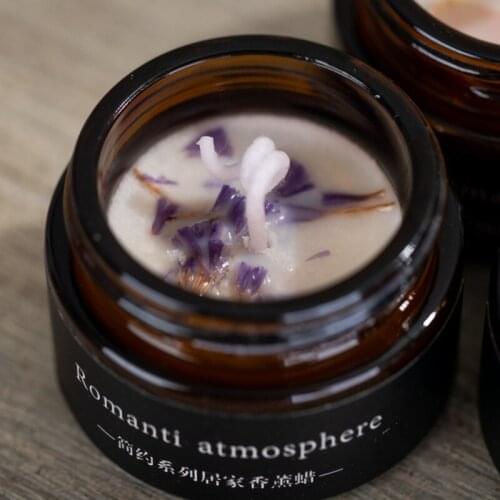 10*7*7CM Aromatherapy Candle Soy Wax Brown Bottle Glass Candle Decoration-forget-me-not Purple Home Decoration 2021