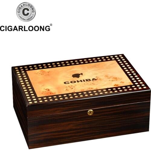 COHIBA Cigar Box Larger Capacity Cedar Wood Cigar Humidor Case Moisturizing Cabinet CC-0044