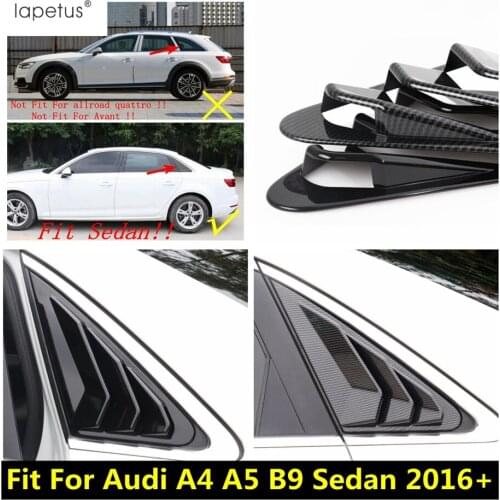 Lapetus Rear Window Shutter Louver Cover Trim Black / Carbon Fiber Look Plastic Accessories For Audi A4 A5 B9 Sedan 2016 - 2020