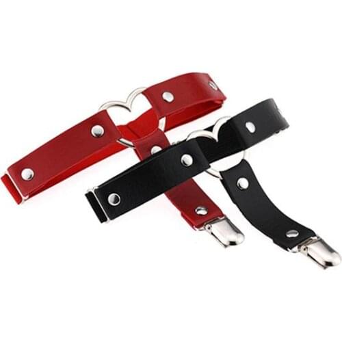 Womens Sexy Elasticity Heart Faux Leather Tight Suspender Punk Garter Belts