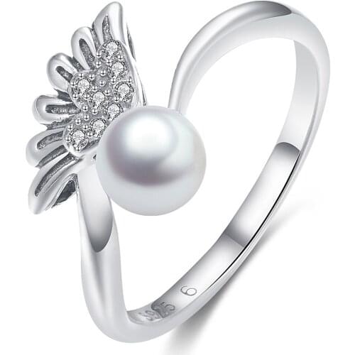 Pearl Rings Rhinestone 925 Sterling Silver Ring European Women Rings Wedding Jewelry for Women