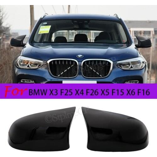 1 Pair Horn Shape M Style Glossy Black Rearview Replacement Side Mirror Covers For BMW x3 f25 x4 f26 x5 f15 x6 f16 2014 - 2018