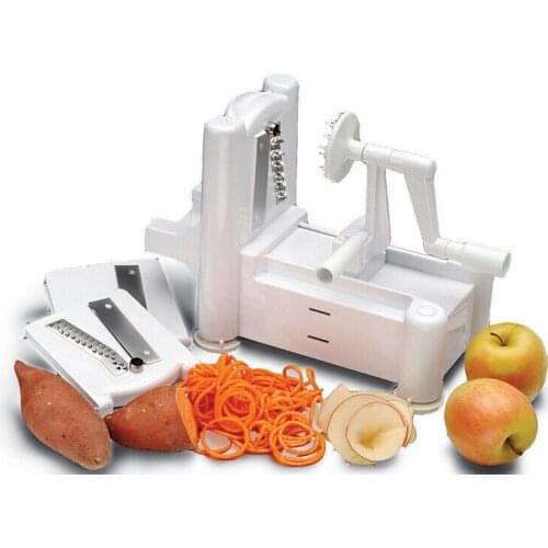 1PC 3 in 1 Hand-Cranked Spirality Fruit Chopper Vegetable Slicer Cutter Manual Grater Slicer Potato Kitchen Cooking Tool OK 1057