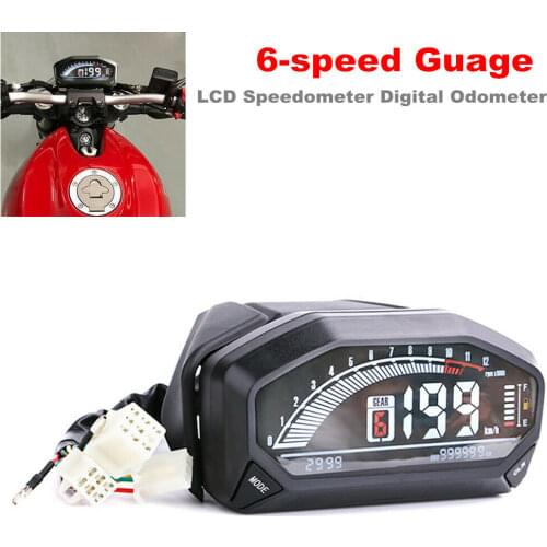 199km/h Speedometer ODO TRIP Rev Counter 12000RPM 6 Gear Oil level Display for 2 4 Cylinders Universal for Motorcycle Scooter
