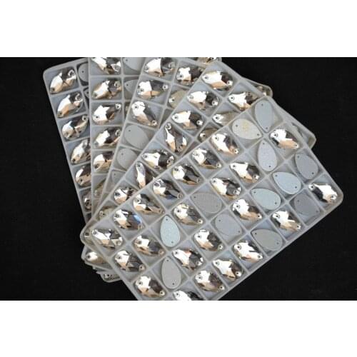 Flatback Teardrop Sew On Stones Crystal Clear Color 2holes 7*12,11*18,13*22,16*25,17*28,22*38,10*14mm Drop Sewing Glass Crystal
