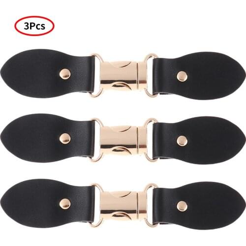 3Pair Cardigan Clips Holder Buckle Shawl PU Leather Buttons Clasps Sew On Hooks Eyes Fastener Holder Pin DIY Clothing Accessorie