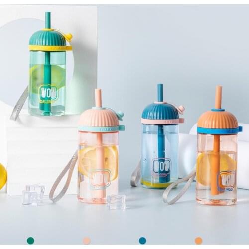 300ML Practical Water Bottle Easy to Carry 4 Colors Leakproof Water Bottles With Straw Smoothie Snack Cups for Kid