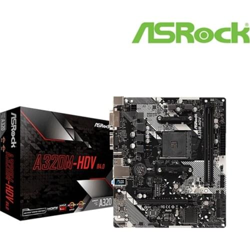 ASROCK A320M HDV R4.0 Micro-ATX AMD A320 DDR4 3200 MHz,SATA 6Gbps,DVI, 32G,Can support R3 R5 R7 R9 Desktop AMD CPU Socket AM4