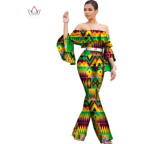 Bintarealwax Africa Cotton Wax Print Romper African Bazin Riche Sexy Jumpsuit For Women Dashiki Elegant Jumpsuit WY2590