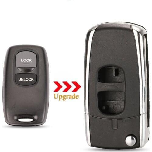 Kutery 2 Buttons Replacement Modified Flip Folding Remote Car Key Shell Case For Mazda 2 3 6 323 626