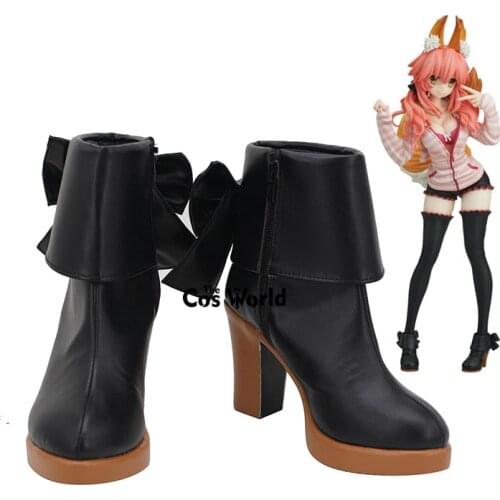 Fate Extra CCC Tamamo no mae Anime Customize Cosplay High Heel Shoes Boots