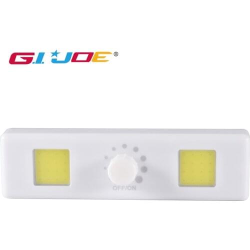 GIJOE led wall light cob work light use 3*AAA battery ABS plastic rotary switch magnetic light adjustable brightness wardrobe