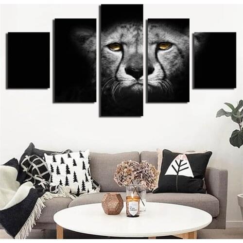 Hot Sale 2020 Black White Tiger Face And Amber-like High-definition Photography Print Waterproof Ink Canvas Decorative Painting