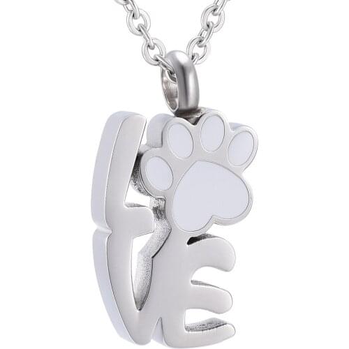 IJD2401 Men/Women Love Pet Paw Stainless Steel Memorial Pendant Loving Pets Ashes Urn Holder Cremation Keepsake Necklace Jewelry