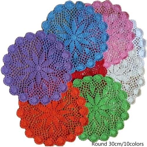TOP lace cotton table place mat crochet coffee round glass placemat pad drink coaster cup mug tea dining doily Christmas kitchen