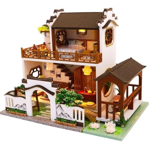 Doll House Furniture Diy Dollhouse Miniature Puzzle Assemble 3d Wooden Miniatures Dollhouse Educational Toys For Children Gift