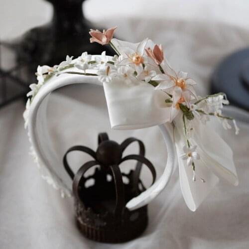 Sweet Flower Brides Satin Headbands Bridal Hairbands Wedding Hair Accessories Girls Head Wear