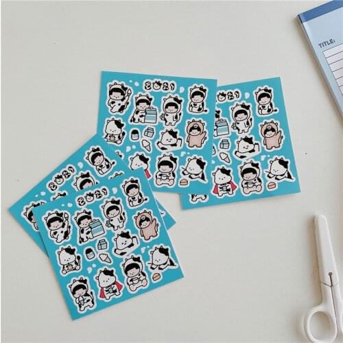 Ins Korea Cow Little People Cute Cartoon Waterproof Sticker
