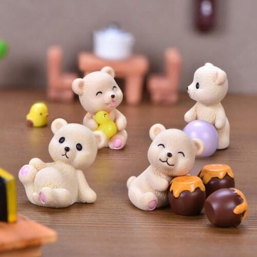 Mini Resin Honeypot Bear Snowball Duck Display Crafts Mold Micro Landscape Figurines Miniatures Home Garden Decoration