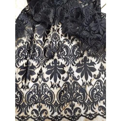 Fashion black SYJ-8223 Embroidery Tulle Fabric French Tulle Lace Fabric for party dress