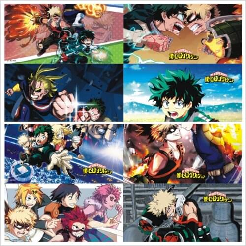 My Hero Academia poster Anime Izuku Bakugou URARAKA Todoroki Tsuyu All Might figure 8 pcs/set sticker for wall gift