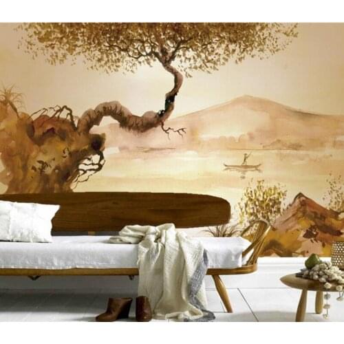 Custom 3d mural,hand drawn retro ink painting papel de parede,hotel restaurant living room sofa TV wall bedroom wallpaper