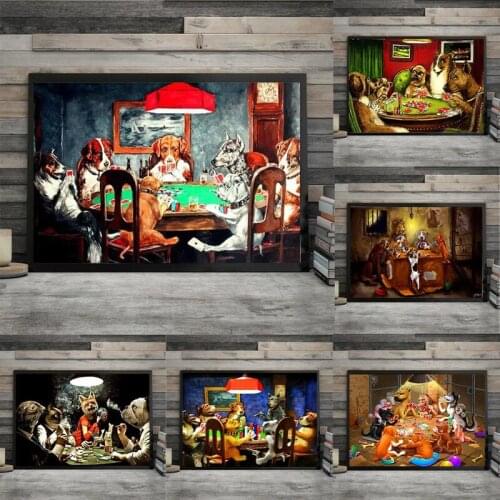 Dogs Playing Poker Funny Style Wall Art Canvas Painting Posters and Prints Modern Pictures for Bedroom Home Decoration