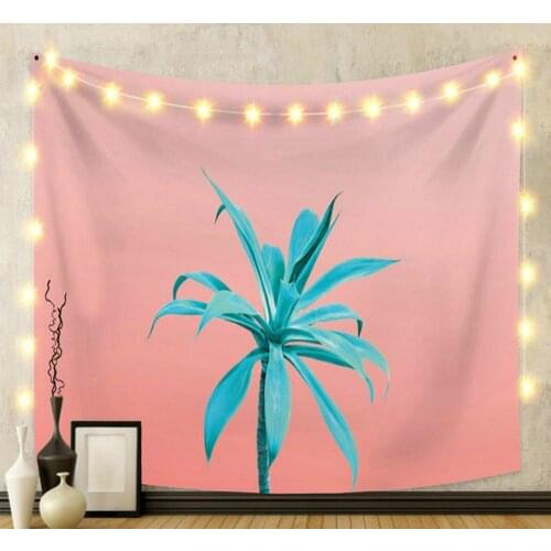 Natural Plant Tapestry Lake Blue Tree for Livingroom Photography Wall Decor