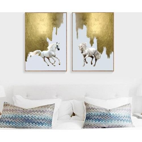 Nordic Simplicity Animal Art Horses Canvas Painting Wall Art Pictures For Living Room Modern Abstract Canvas Art Prints Posters
