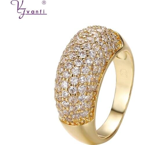 Engagement Wedding Finger Rings AAA CZ Stone Gold Color Fashion Rhinestone Jewelry For Women Wholesale