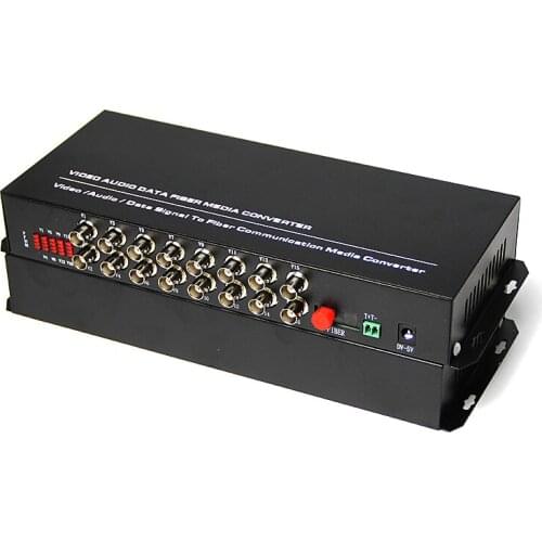 1 Pair Single Mode Single Fiber Desktop 16 Channel Digital Optical Fiber Video Converter Distance Up To 20KM With FC connector