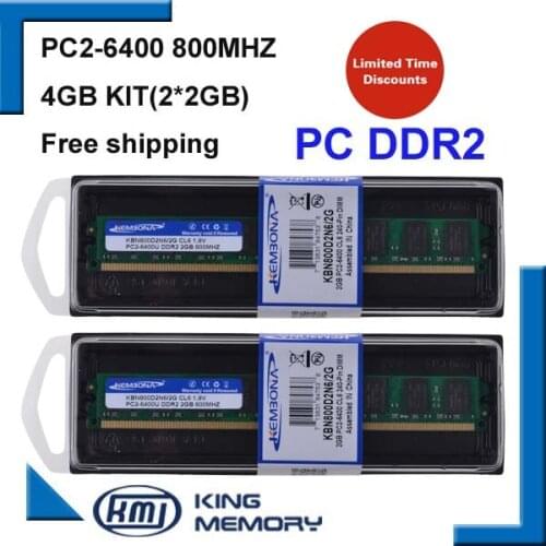 KEMBONA 4GB 2x2GB PC2-6400 DDR2 800Mhz 4g 240pin DDR2 Desktop Memory Desktop Module RAM Free Shipping