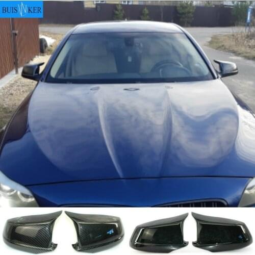Pair Black/Carbon Fiber Look Rearview Mirror Caps Car Door Wing Mirror Cover Replacement For BMW F10 5-Series 2011-2013 Pre-LCI