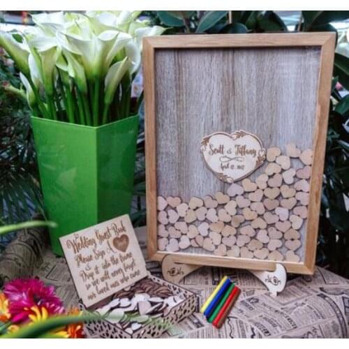 Personalize wooden Wedding alternative Guest Book Drop Box with hearts Mr&Mrs Guest Book Alternative signature decorations