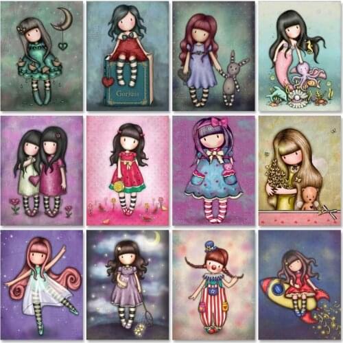 PhotoCustom Oil Paint By Numbers Kits Cute Girl Painting By Numbers On Canvas Frameless 60x75cm Figure Draw Painting DIY Home De