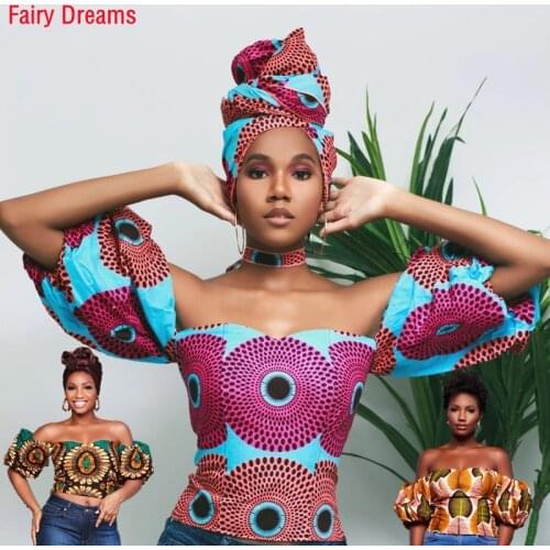 Sexy Crop Tops For Women Traditional African Clothing 2020 Summer New Style Dashiki Print Shirt Off Shoulder Fairy Dreams