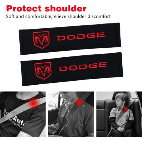 VEHICAR 2PCS Car Seat Belt Pads Cotton Safety Seat Belt Cover for DODGE DIY Auto Accessories Driver Shoulder Care