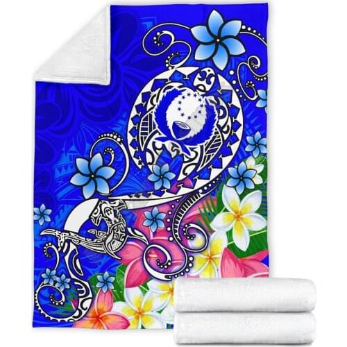 Pohnpei Premium Blanket Turtle Plumeria Blue 3D Printed Wearable Blanket Adults/kids Fleece Blanket Sherpa Blanket