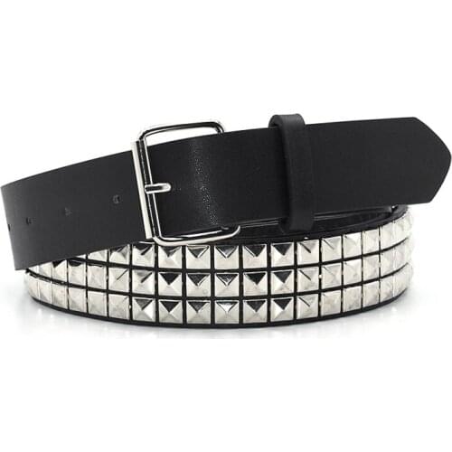 GAOKE Pyramid Fashion Rivet Belt Men&Womens Studded Belt Punk Rock With Pin Buckle Drop Shipping Black