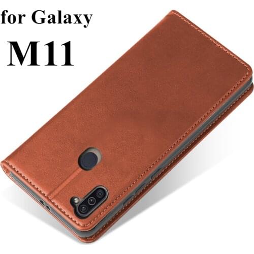 Deluxe leather case for Samsung Galaxy M11 SM-M115F/DSN Luxury Magnetic adsorption Flip Cover Skin Phone Case