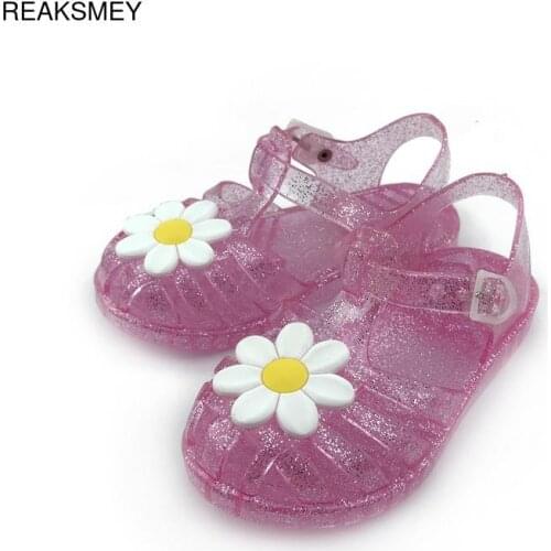 Sun Flower Jelly Shoes Girl Sandals Toddler Kids Solid Cut-Outs Cute Kindergarten Wearing Gladiator Anti-Slippery Toddler Slides