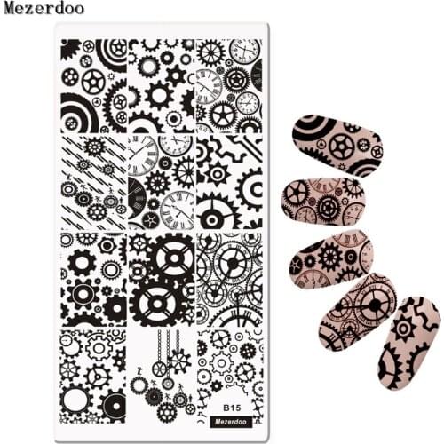 Gear Wheel Nail Art Stamping Template Image Plate Wrench Chain Nail Stamping Plates Manicure Stencil Accessories Mezerdoo B15