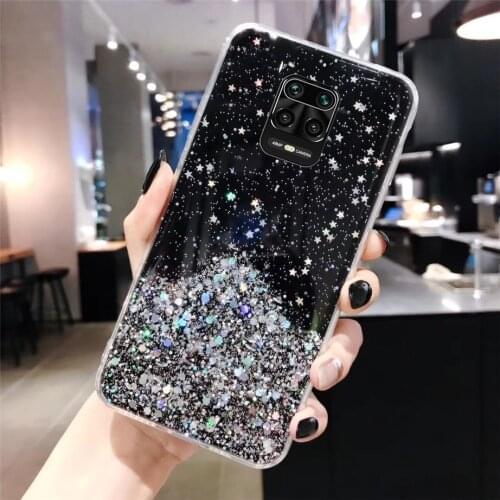 Transparent Silicone Case For Xiaomi Redmi K30 4G 5G Pro GO Starry Sky Silver Foil Soft Cover For Xiaomi Redmi Note 9 9S Pro Max